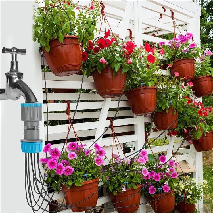 Système d'Arrosage de Jardin avec Kit d'Irrigation à 10 Têtes de Goutte-à-Goutte pour Plantes d'Intérieur et d'Extérieur, Dispositif d'Auto-Irrigation