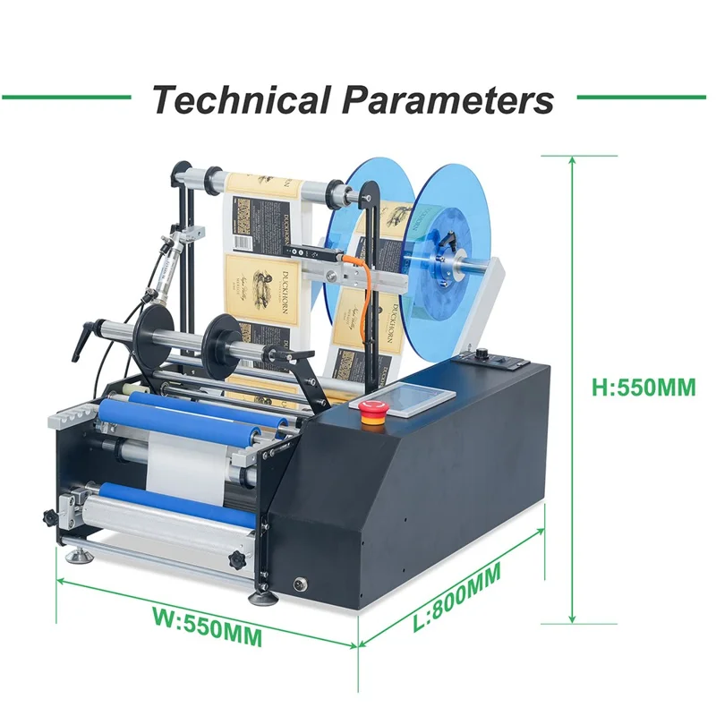 Máquina de rotulagem semi-automática HL-T-200 para produtos cilíndricos - Plugue da UE