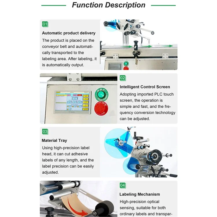 HL-T-106 Desktop Automatic Flat Surface Labeling Machine for Bottle Caps Boxes Plastic Sheets - EU Plug