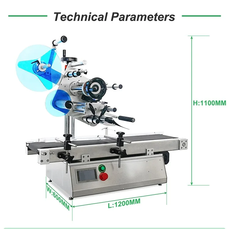 HL-T-106 Desktop Automatic Flat Surface Labeling Machine for Bottle Caps Boxes Plastic Sheets - EU Plug