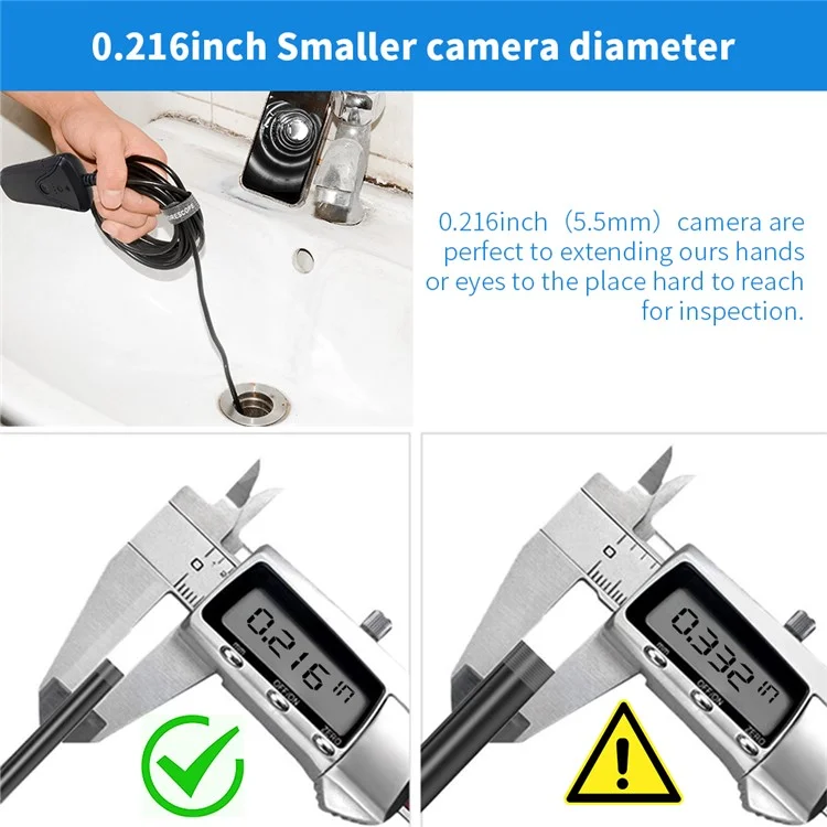 INSKAM130 3.5M 1080P Semi-rigid Wireless Endoscope WiFi Borescope Inspection Camera 5.5mm Snake Camera