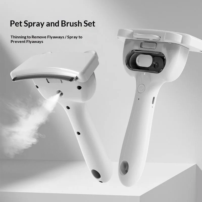 PH-C003 Pet Spray Grooming Comb 2 Modes 500mAh USB-C Deshedding Brush for Dogs and Cats - White