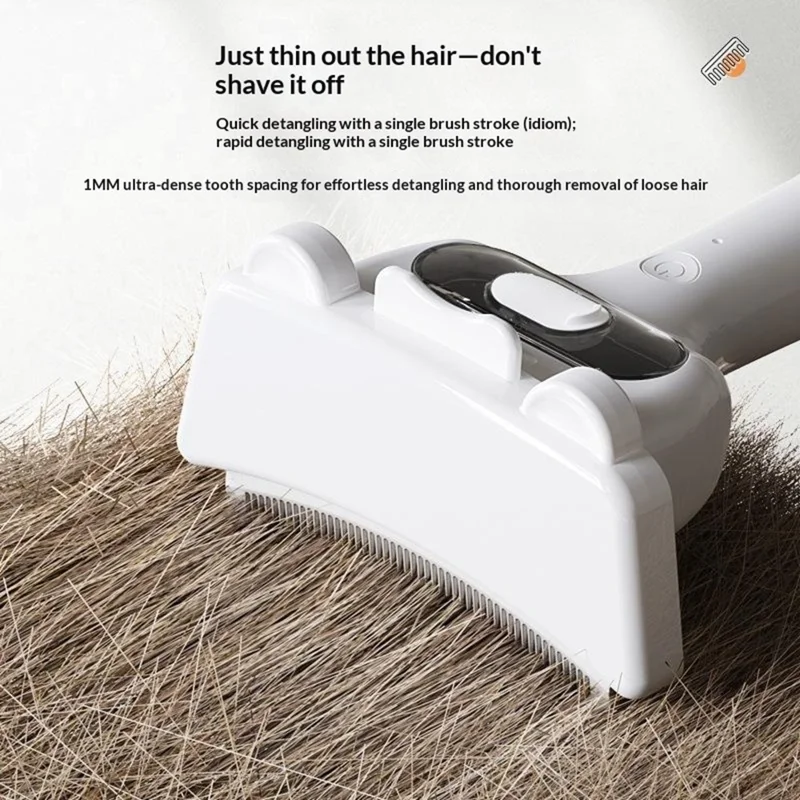 PH-C003 Pet Spray Grooming Comb 2 Modes 500mAh USB-C Deshedding Brush for Dogs and Cats - White