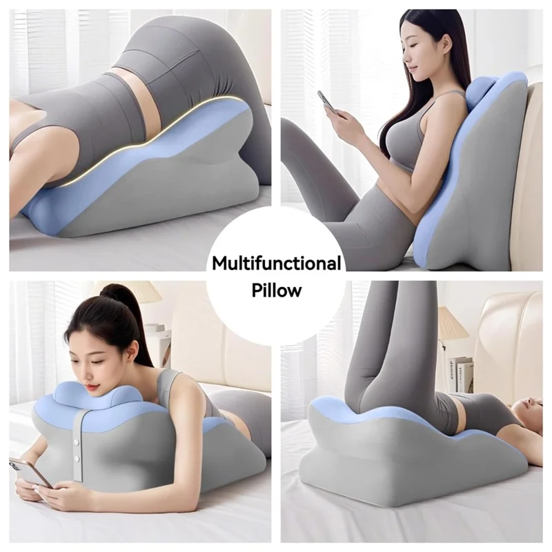 Multi-Functional Couples Conception Support Pillow Memory Foam Ergonomics Pillow with Small Cushion - Blue / Grey