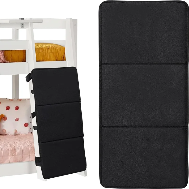 Лестница для двухъярусной кровати Оксфордская ткань + Защитная крышка для безопасности лестницы из ПВХ с блокировкой для защиты детей от лазания - Черный