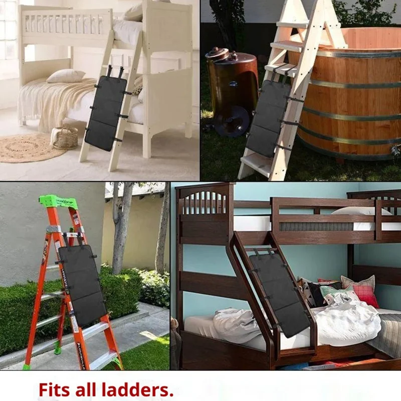 Лестница для двухъярусной кровати Оксфордская ткань + Защитная крышка для безопасности лестницы из ПВХ с блокировкой для защиты детей от лазания - Черный