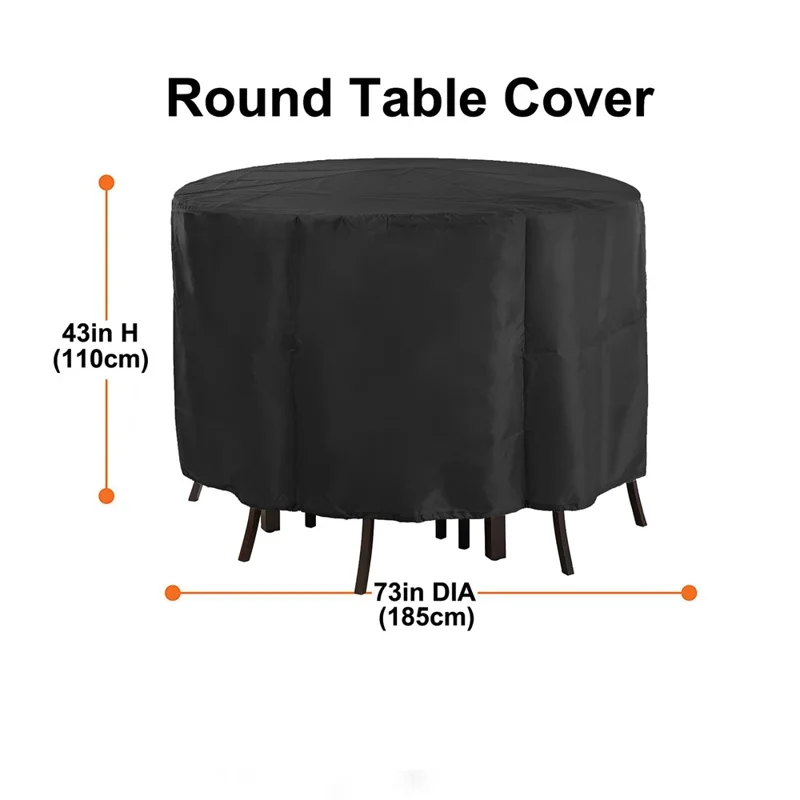 Patio Round Table Chair Waterproof Dustproof Cover Outdoor Garden Furniture Cover 185x110cm