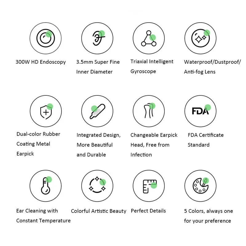 BEBIRD R3 Rechargeable WiFi Endoscope Ear Cleaner Wireless Otoscope Camera Ear Picker Cleaning Tool - White