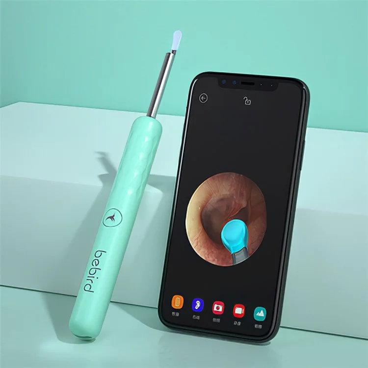 BEBIRD R3 Rechargeable WiFi Endoscope Ear Cleaner Wireless Otoscope Camera Ear Picker Cleaning Tool - Cyan