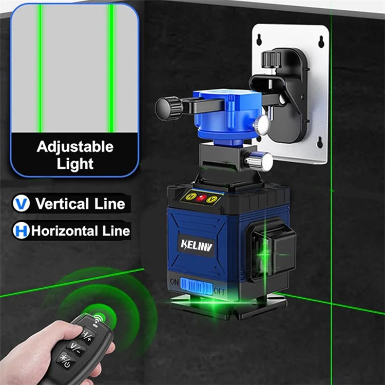 KELINV 360-Grad-Rotationslaserniveau selbstnivellierendes Laserniveau-Messgerät 3D Grün 12-Linien-Horizontal- und Vertikalkreuzlinienwerkzeug-Set für Zuhause, Schule, Fabrik - EU-Stecker