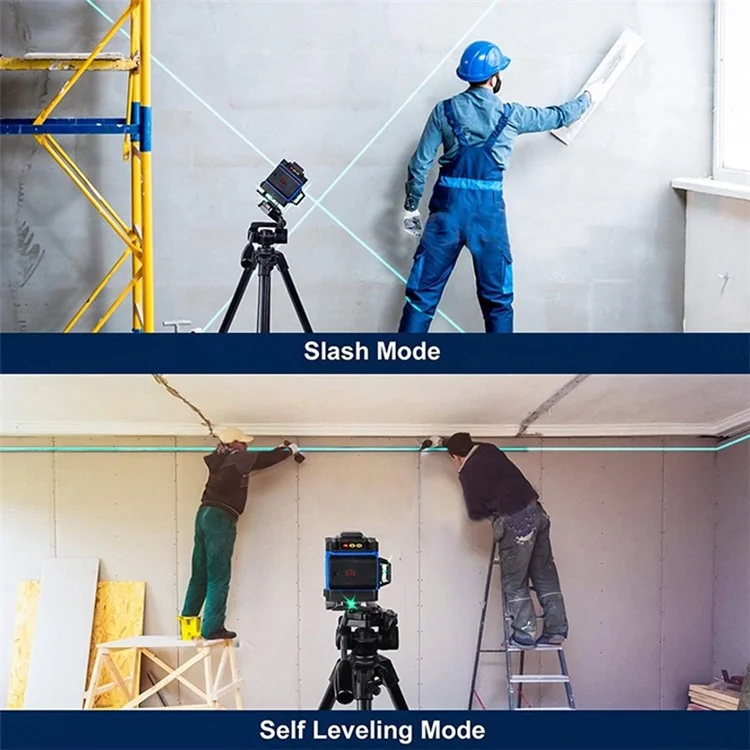 KELINV 360-Grad-Rotationslaserniveau selbstnivellierendes Laserniveau-Messgerät 3D Grün 12-Linien-Horizontal- und Vertikalkreuzlinienwerkzeug-Set für Zuhause, Schule, Fabrik - EU-Stecker