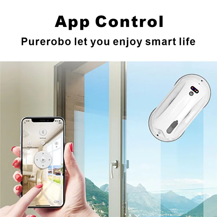 BO-699 Automatic Water Spray Household Window Cleaner Glass Cleaning Robot Vacuum Cleaner with APP Remote Control - EU Plug