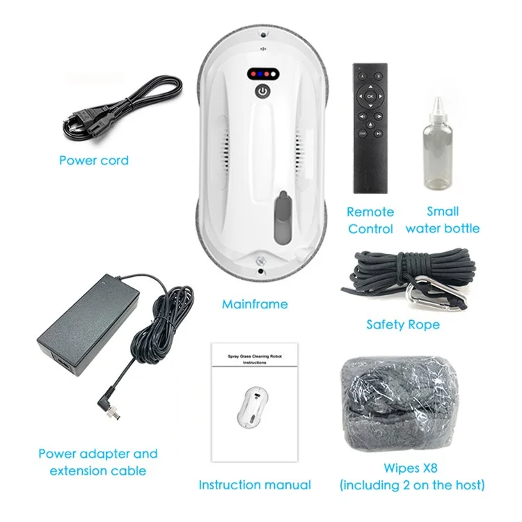 BO-699 Automatic Water Spray Household Window Cleaner Glass Cleaning Robot Vacuum Cleaner with APP Remote Control - EU Plug