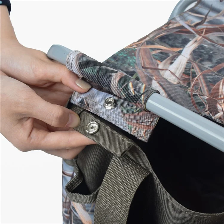 Sgabello da Giardinaggio Pieghevole per Esterni con Borsa Porta Attrezzi in Tessuto Oxford Rimovibile, 12,9x10,6x13,7 Pollici - Mimetico