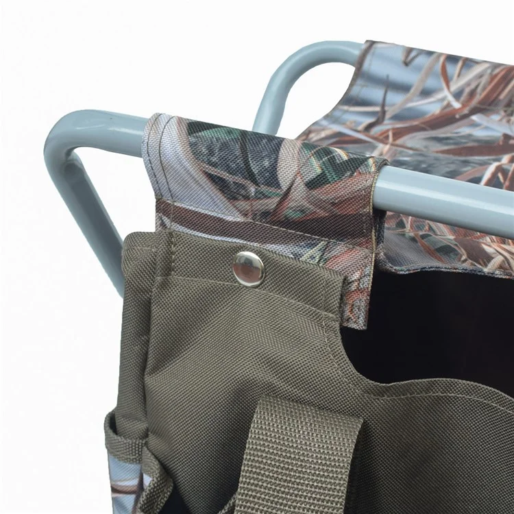 Sgabello da Giardinaggio Pieghevole per Esterni con Borsa Porta Attrezzi in Tessuto Oxford Rimovibile, 12,9x10,6x13,7 Pollici - Mimetico