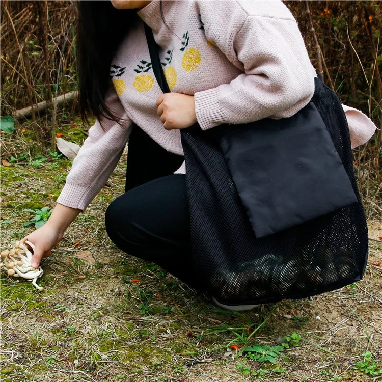 844801 Bolsa de Almacenamiento de Malla Transpirable de Lona Oxford para Recogida de Setas, 45x42cm - Negro