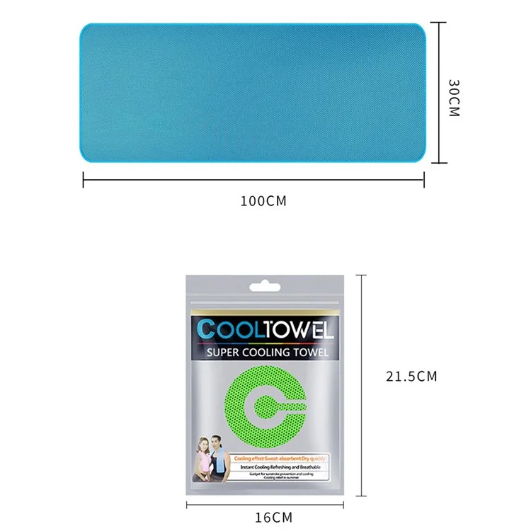 BLJ-001 30x100cm Cold Feeling Sweat Absorbing Towel Quick-Drying Sport Exercise Towel - Blue