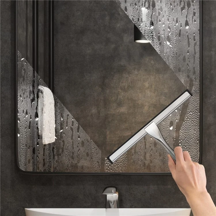 12-inch Stainless Steel Bathroom Glass Scraper Multifunctional Silicone Blade Squeegee - Silver