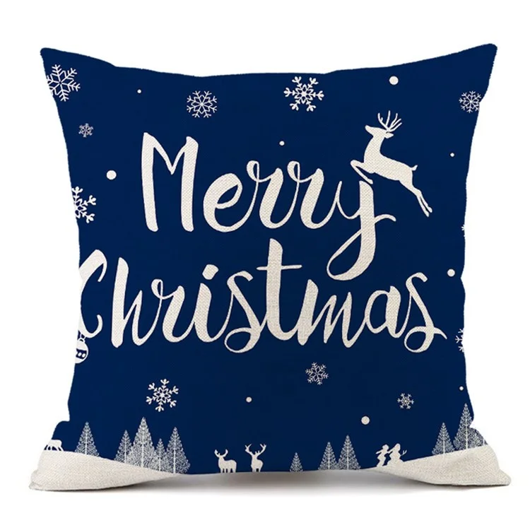 45x45cm Christmas Style Linen Throw Pillow Case Bed Sofa Cushion Cover Xmas Decoration - Style 2