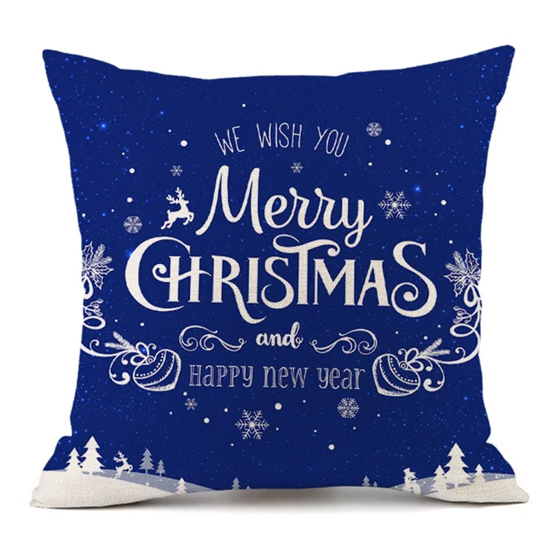 45x45cm Christmas Style Linen Throw Pillow Case Bed Sofa Cushion Cover Xmas Decoration - Style 4
