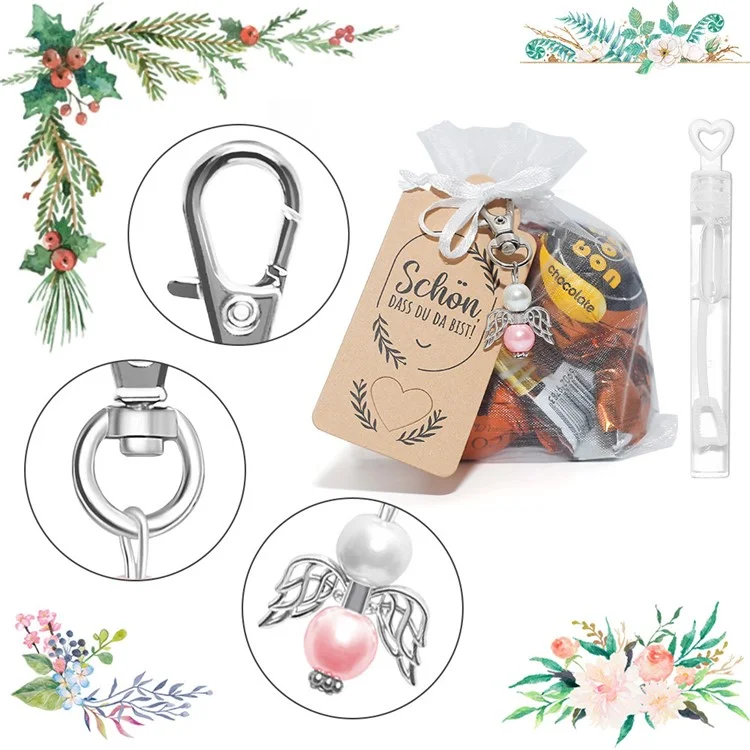 Regalo de Navidad Juego de 100 piezas / Decoración Llavero Ángel Alas Colgante Llavero Souvenir Regalo de Boda