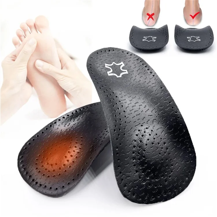 X / O Leg Massage Flat Foot Correction Insoles Arch Support Orthotic Inserts, Black - EU 35-36