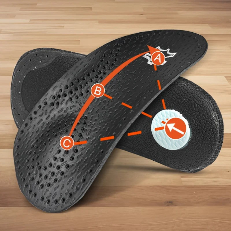 X / O Leg Massage Flat Foot Correction Insoles Arch Support Orthotic Inserts, Black - EU 35-36