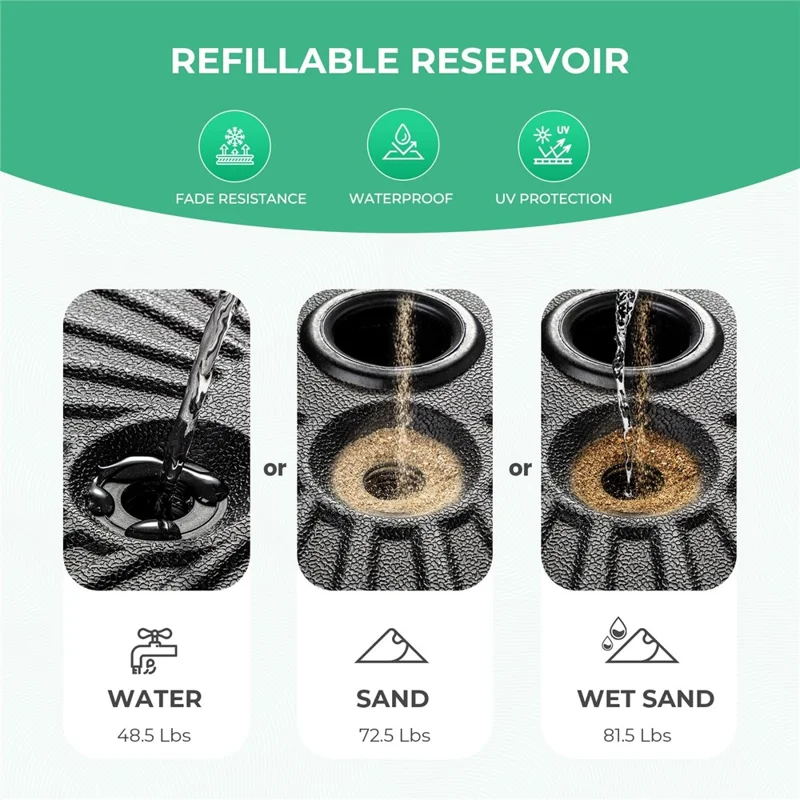 Base per ombrellone da esterno riempibile con acqua, pesante e robusta