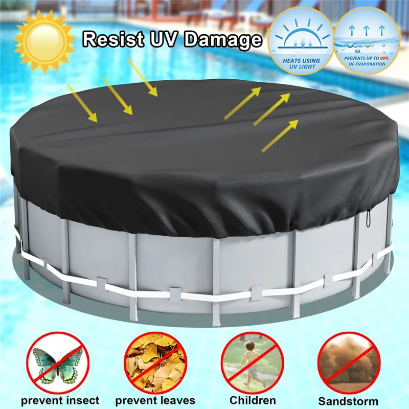 15FT Round Swimming Pool Cover 210D Oxford Cloth Solar Cover for Above Ground Pools