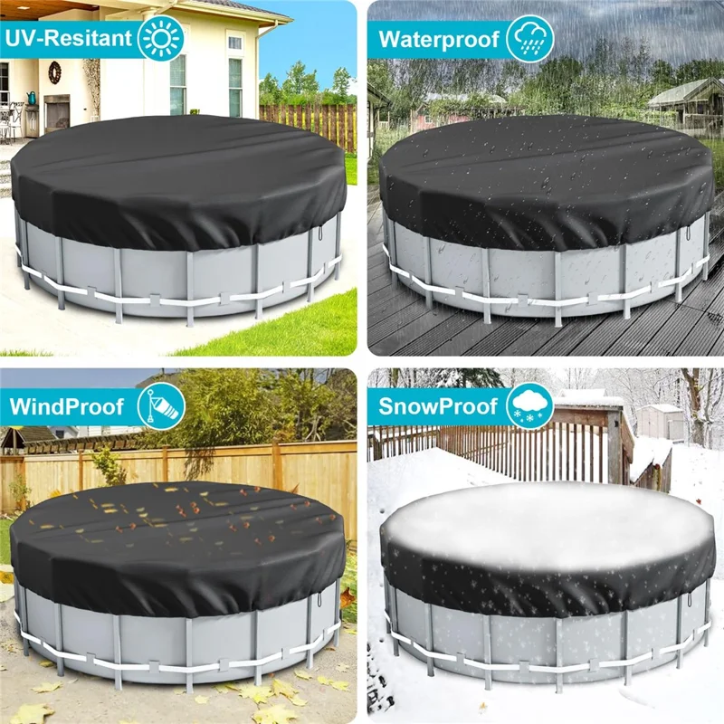 15FT Round Swimming Pool Cover 210D Oxford Cloth Solar Cover for Above Ground Pools