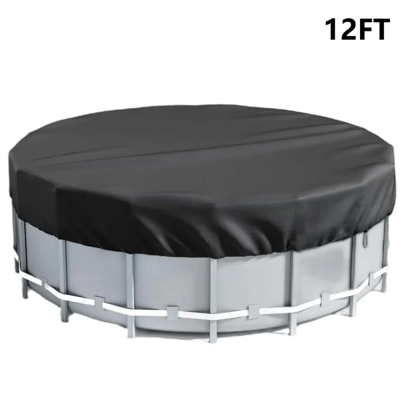 12FT Round Swimming Pool Cover 210D Oxford Cloth Solar Cover for Above Ground Pools