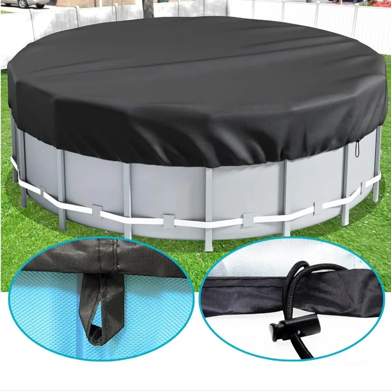12FT Round Swimming Pool Cover 210D Oxford Cloth Solar Cover for Above Ground Pools