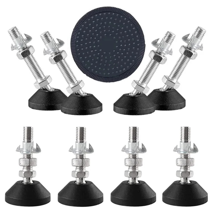 Set da 8 pezzi M8 Piedini regolabili per mobili in acciaio al carbonio e nylon con pattini antiscivolo