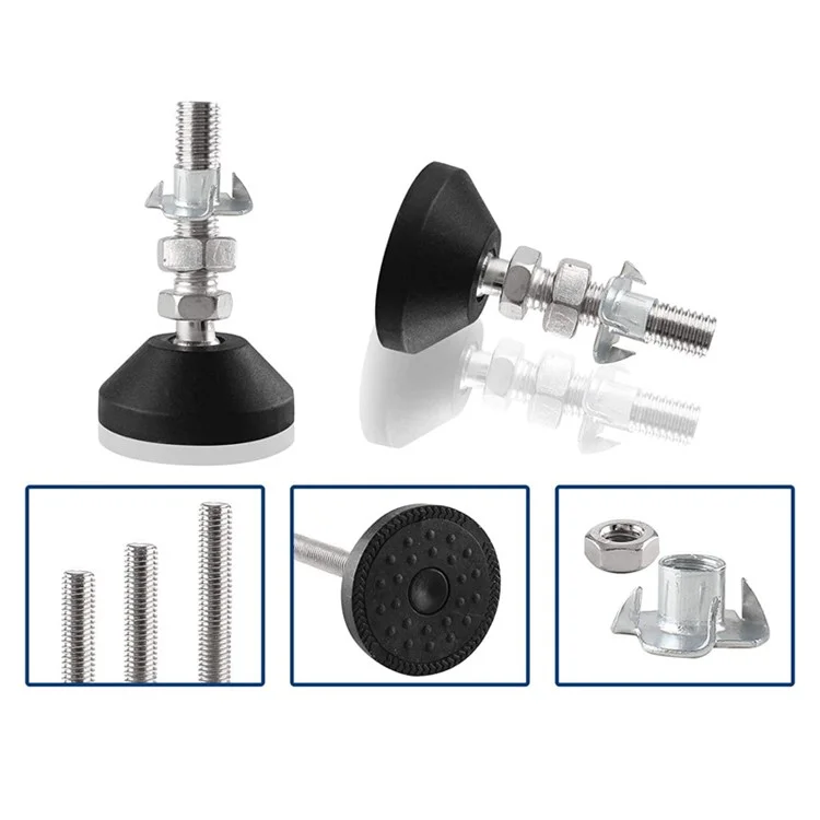 Set da 8 pezzi M8 Piedini regolabili per mobili in acciaio al carbonio e nylon con pattini antiscivolo