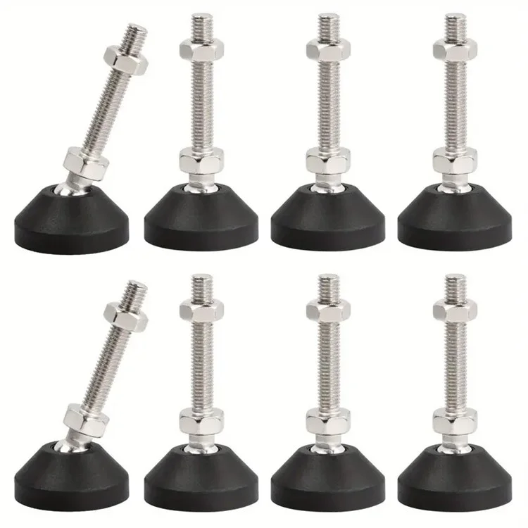 Set da 8 pezzi M8 Piedini regolabili per mobili in acciaio al carbonio e nylon con pattini antiscivolo