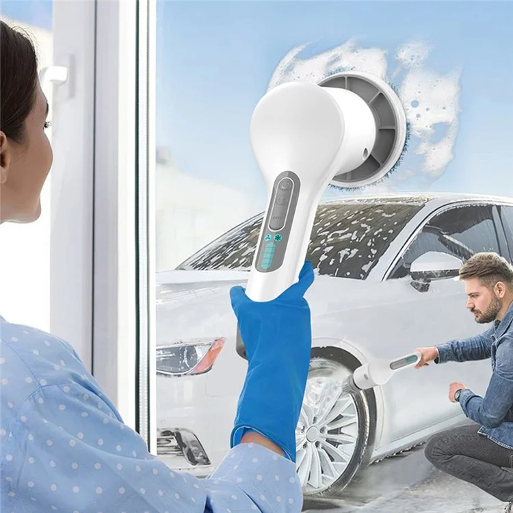 LF-A10(A) Electric Spin Scrubber Waterproof Wireless Retractable Home Cleaning Brush with 8 Replaceable Brush Heads