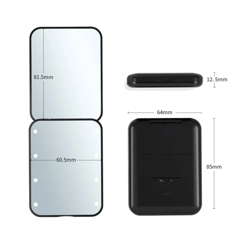 MR-L2307 Portable Double-sided Makeup Mirror with LED Light Folding 2X Magnifying Mirror - Pink