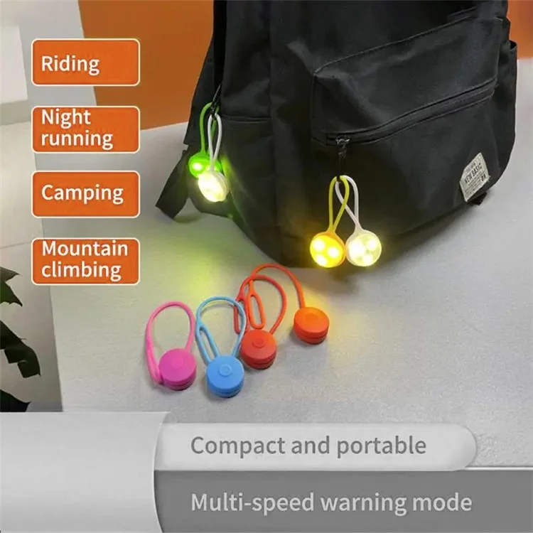 Backpack Hanging Mini Silicone LED Light Reflector Pendant for Night Walking - Blue