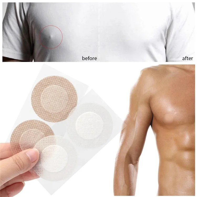 5 paires de cache-mamelon jetables pour hommes, solution invisible en PU contre les frottements des mamelons pour les sports - nu