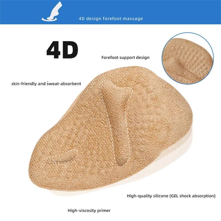 Tacchi alti traspiranti Cuscinetti per l'avampiede Antiscivolo Sollievo dal dolore Semisole Inserti - Beige