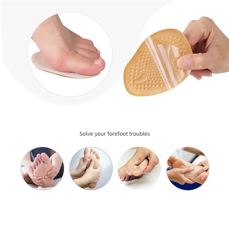 Tacchi alti traspiranti Cuscinetti per l'avampiede Antiscivolo Sollievo dal dolore Semisole Inserti - Beige
