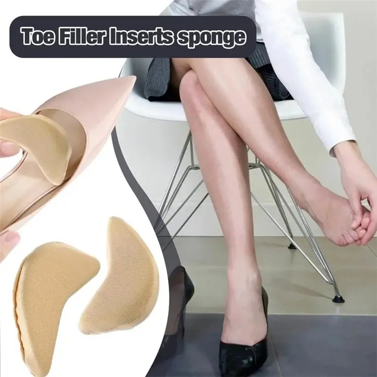 2Pcs Shoe Filler for Too Big Shoes Women Reusable Oversized Shoe Toe Insert Cushion - Black