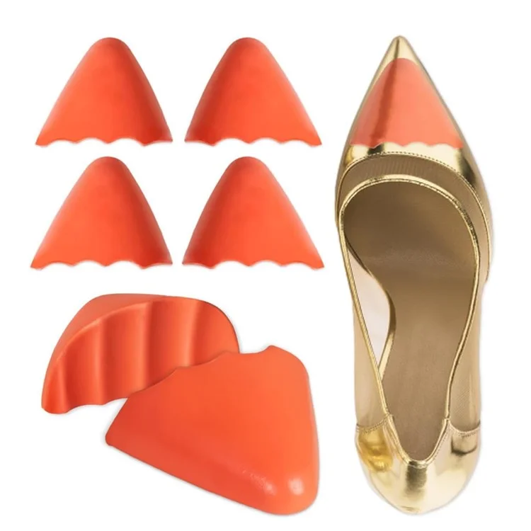 PU Foam Toe Plug Reusable Toe Filler Inserts for Oversized Shoes Adjustment - Orange+Pointed Toe