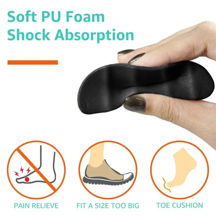 PU Foam Toe Plug Reusable Toe Filler Inserts for Oversized Shoes Adjustment - Orange+Pointed Toe