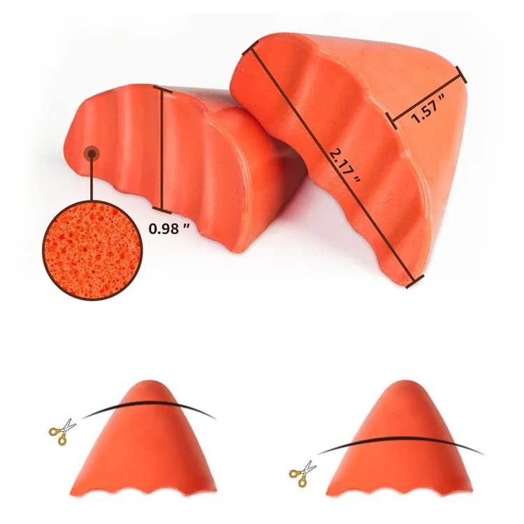 PU Foam Toe Plug Reusable Toe Filler Inserts for Oversized Shoes Adjustment - Orange+Pointed Toe