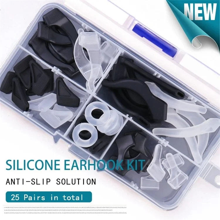 25 Pairs Eyeglass Retainer Eyeglass Grips Silicone Anti-Slip Eyeglass Holder for Sports Running - Style A / White