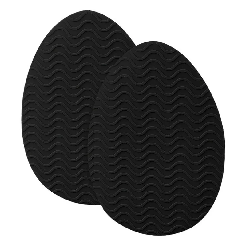 Wave Design Self-Adhesive High Heel Sole Protector Sticker Noise Reduction Silicone Forefoot Pad - Round Toe+Black
