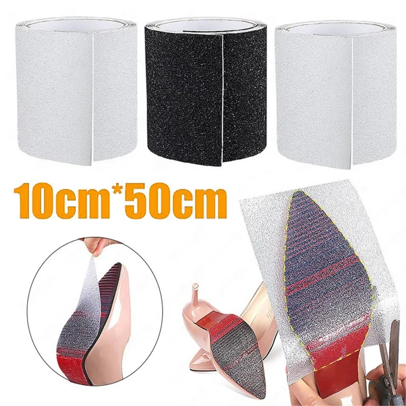 10x50cm Shoes Sole Protector Sticker Anti-slip Ground Grip Self-adhesive High Heels Sole Tape - Black