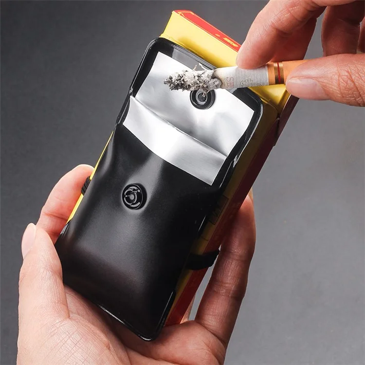 Portable Fireproof Pocket Ashtray Smoking Cigarette Ash Pouch with Elastic Band