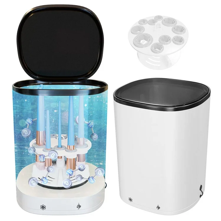 Nettoyeur de pinceaux de maquillage électrique avec couvercle anti-éclaboussures et fonction de nettoyage à l'ozone